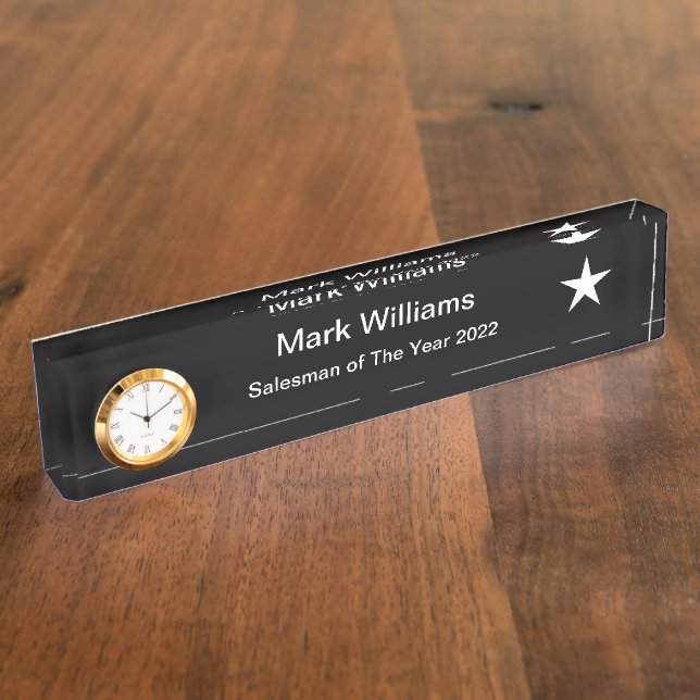 Classy Company Salesman Of The Year Desk Name Plate (Side)