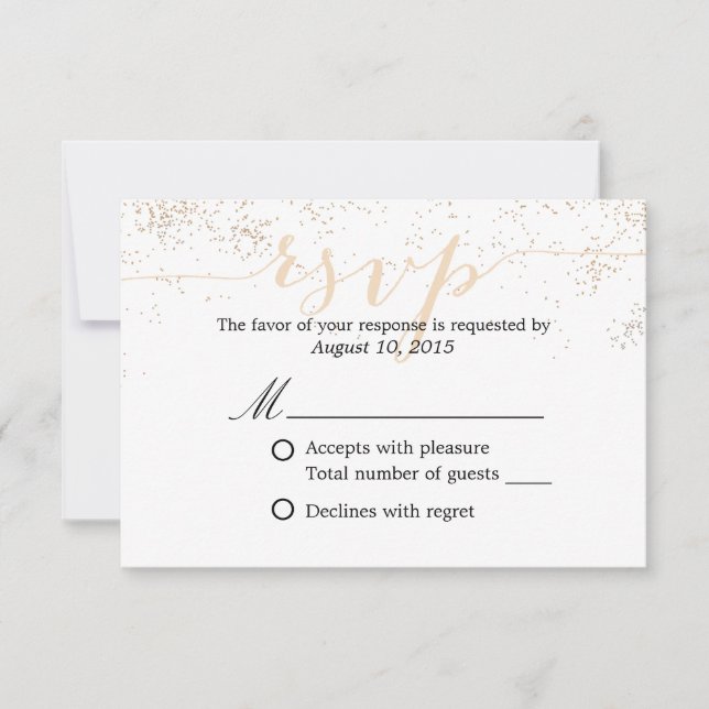 Classy Confetti Dots Script Wedding RSVP (Front)