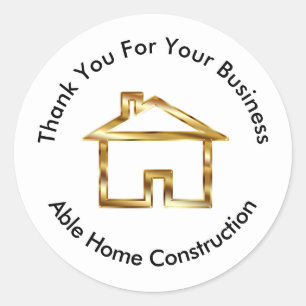 Classy Construction Gold Colored Logo Thank You Classic Round Sticker