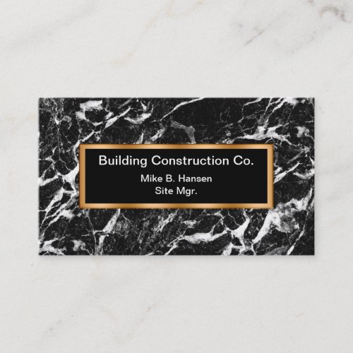 Classy Construction Marble Background Business Card