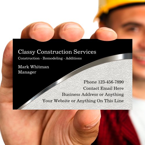 Classy Construction Metal And Stucco Business Card