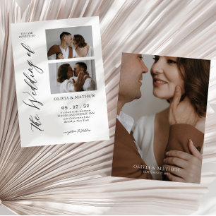 Classy Contemporary Script Photo Collage Wedding Invitation