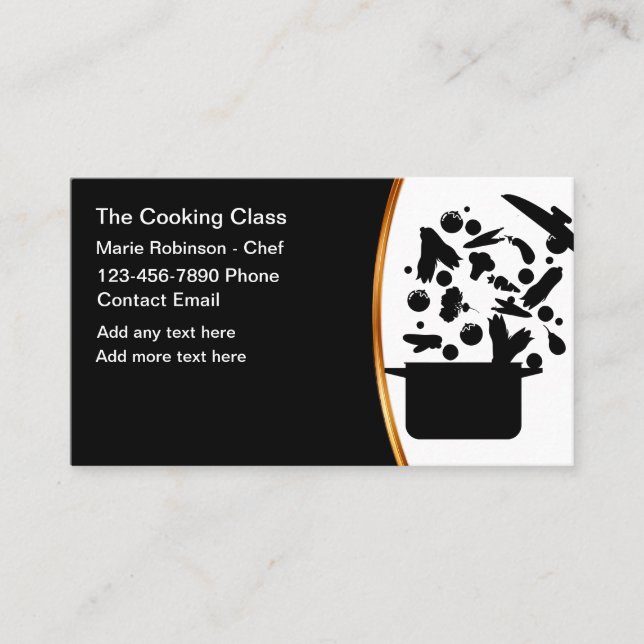 Classy Cooking Class Chef Business Cards.  Business Card (Front)