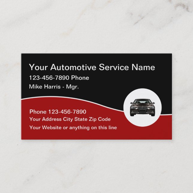 Classy Cool Automotive Business Card (Front)