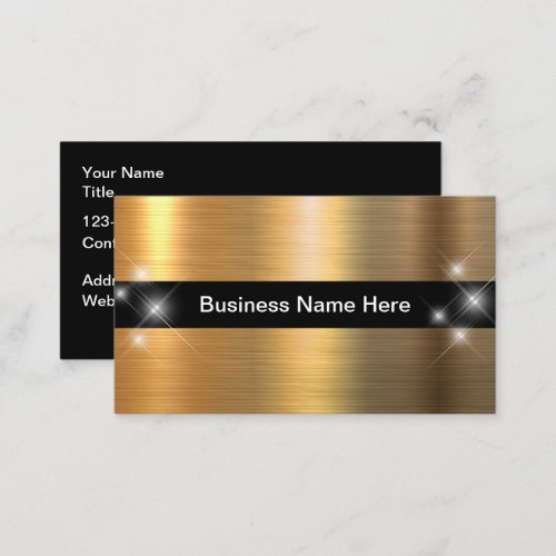 Classy Cool Gold Tone Glossy Business Cards 