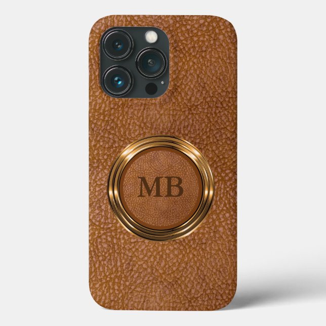 Classy Cool Men's Leather Look Monogram Case-Mate iPhone Case (Back)