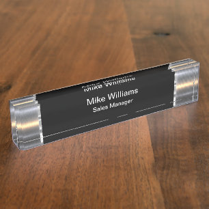 Classy Cool Office Desk Name Plate Silver Tone