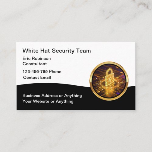 Classy Cool White Hat Security Business Cards