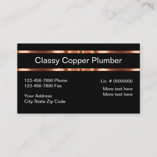 Classy Copper Plumber Design Business Card