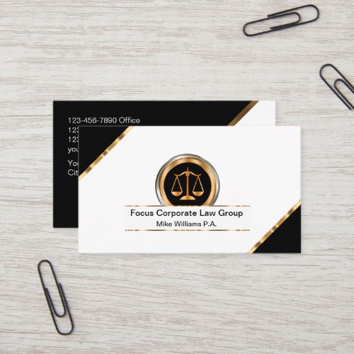 Classy Corporate Attorney Law Office Business Card