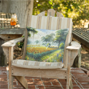 Classy Country Cottage Floral Art Painting Outdoor Pillow