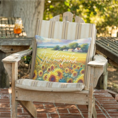 Classy Country Cottage Floral Art Painting Outdoor Pillow