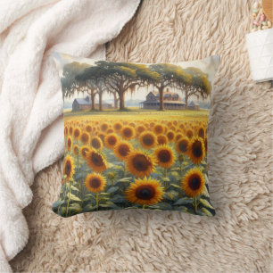 Classy Country Cottage Floral Art Painting Throw Pillow