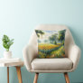 Classy Country Cottage Floral Art Painting Throw Pillow
