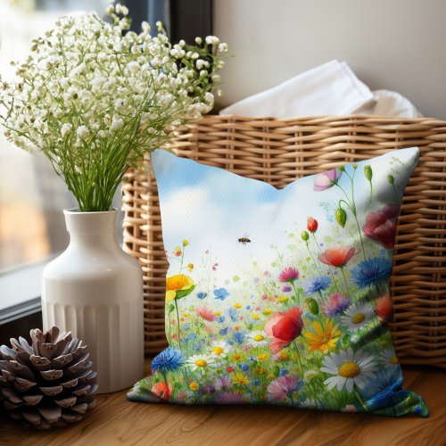 Classy Country Cottage Floral Art Pattern Throw Pillow