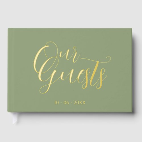 Classy Couple Initials Wedding Date Year Gold Foil Foil Guest Book