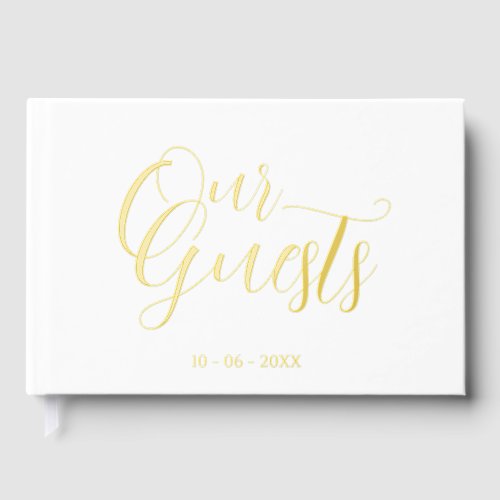 Classy Couple Initials Wedding Date Year Gold Foil Foil Guest Book