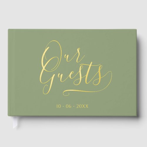 Classy Couple Initials Wedding Date Year Gold Foil Foil Guest Book