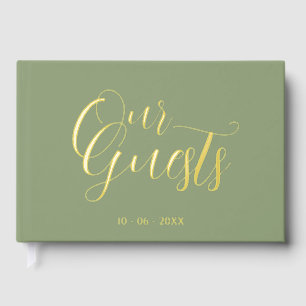 Classy Couple Initials Wedding Date Year Gold Foil Guest Book