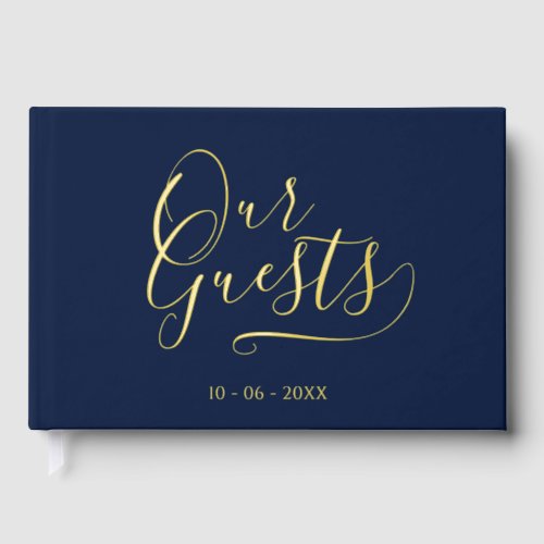 Classy Couple Initials Wedding Date Year Gold Foil Guest Book