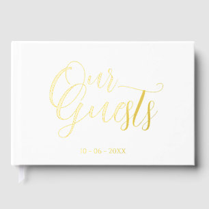 Classy Couple Initials Wedding Date Year Gold Foil Guest Book