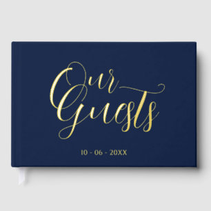 Classy Couple Initials Wedding Date Year Gold Foil Guest Book