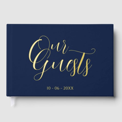 Classy Couple Initials Wedding Date Year Gold Foil Guest Book