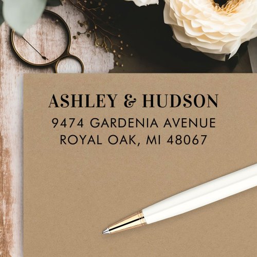 Classy Couple Wedding Monogram Return Address Self_inking Stamp