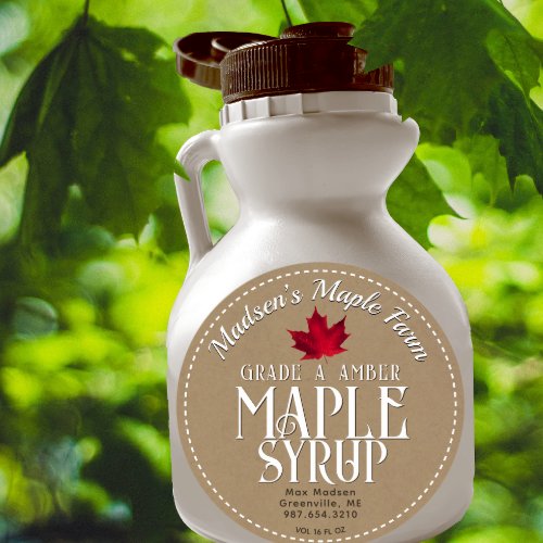 Classy Craft Maple Syrup Label with Red Leaf