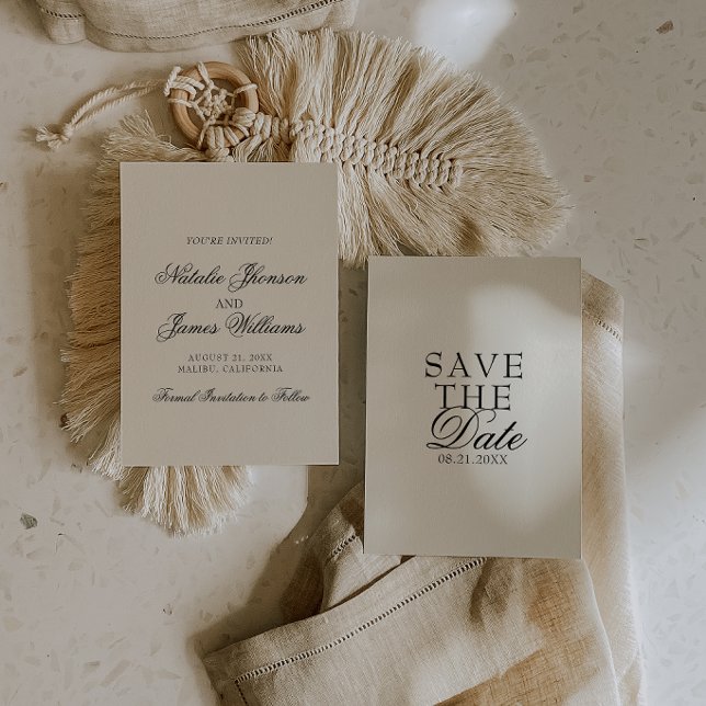 Classy Cream Black Old Money Fancy Wedding Save The Date (Creator Uploaded)