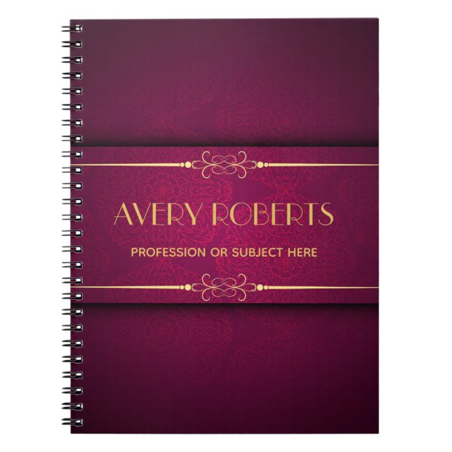 Classy crimson mandala  Elegant Professional Notebook (Front)