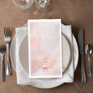Classy Crown Pink Bow Quinceanera Custom Paper Guest Towels