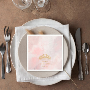 Classy Crown Pink Quinceanera Custom Napkins