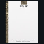 Classy Crushed Gold Foil Professional Business Letterhead<br><div class="desc">A modern, simple, classy and elegant custom letterhead that features a crushed gold foil side bar and a crushed gold foil plate. This business letterhead is perfect for real estate agents, home stylists, property managers, realtors and others in the property management industries. Also for lawyers or other law professionals, finance...</div>