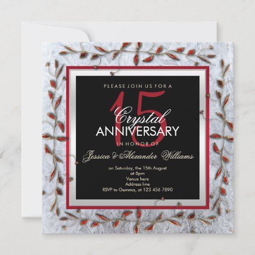 Classy Crystal  Gems 15th Wedding Anniversary Invitation