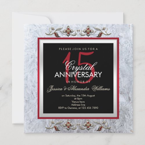 Classy Crystal  Gems 15th Wedding Anniversary Invitation