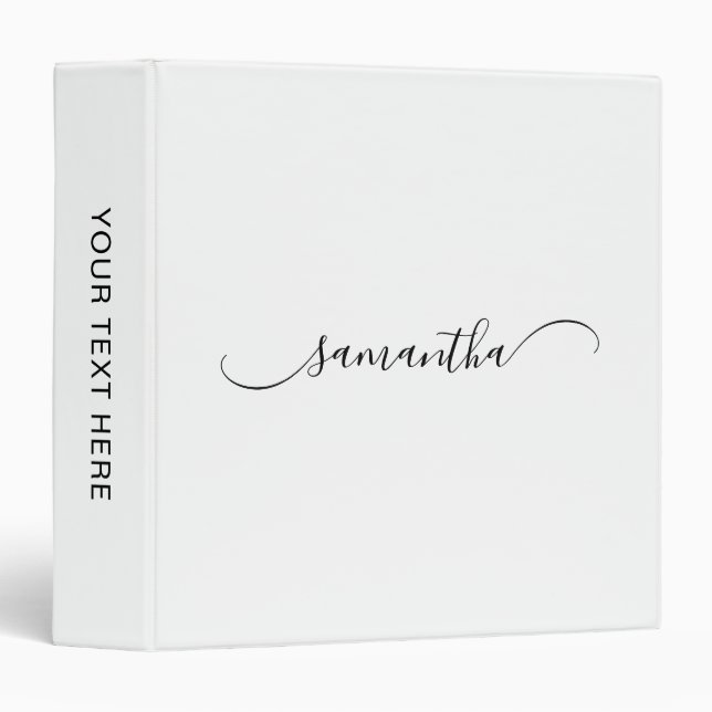 Classy Curved Swash Signature Name 3 Ring Binder (Front/Spine)