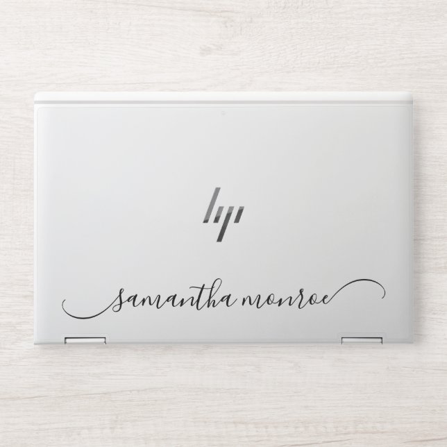 Classy Curved Swash Signature Name HP Laptop Skin (Front)