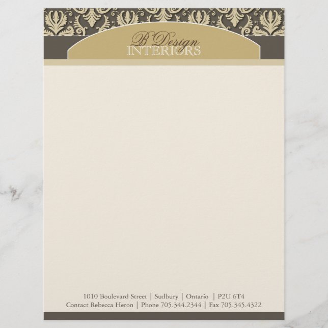 Classy Custom Interior Designer Letterhead (Front)