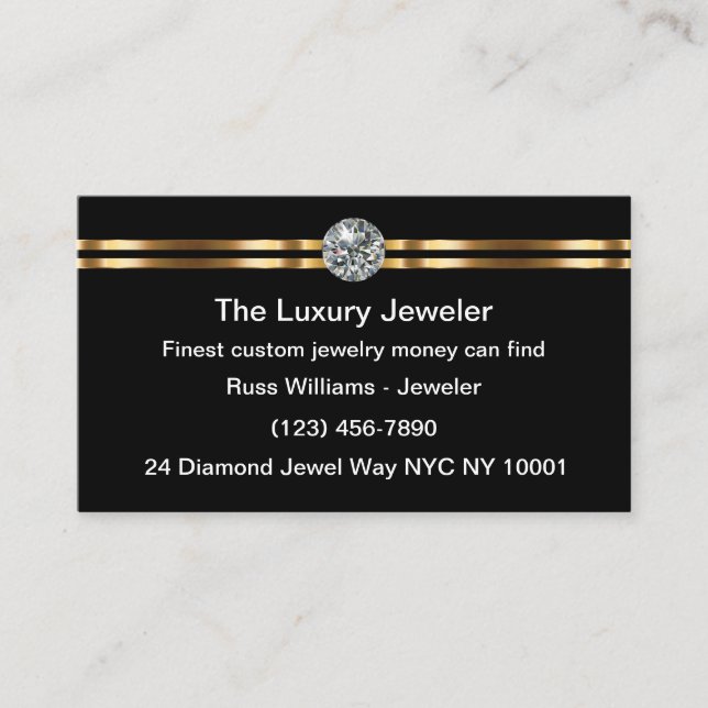 Classy Custom Jeweler Upscale Business Cards (Front)