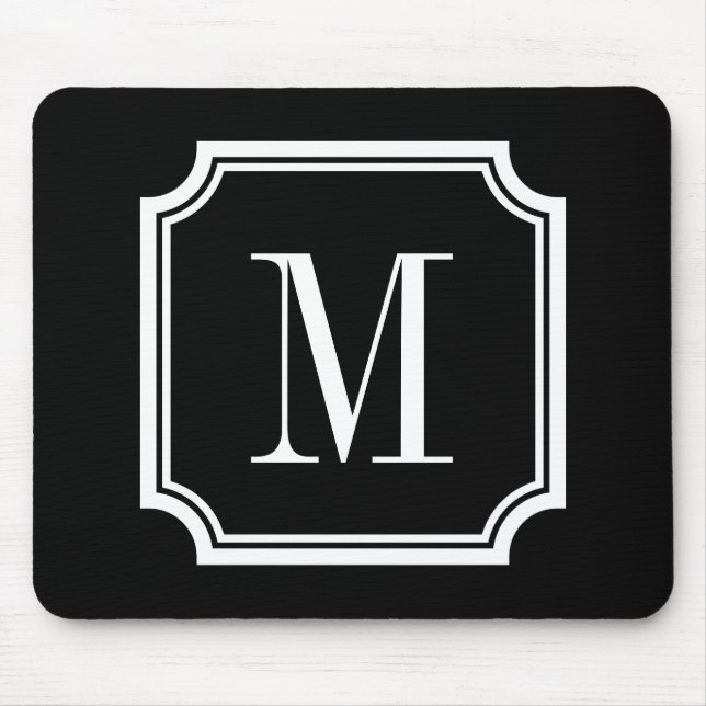 Classy custom monogram mouse pad | Black and white (Front)