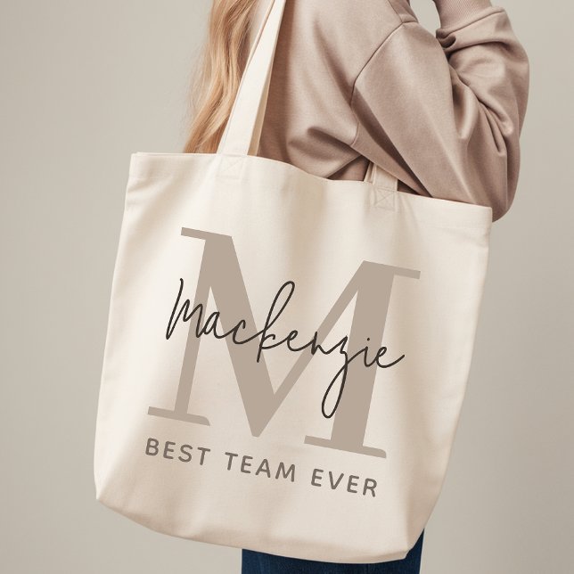 Classy Custom Tote Bag Gift for Coworker or Bride (Custom Wedding Tote Bag Neutral Classy Bridal Gift, Luxury Monogram Tote Bag Gift for Coworkers)