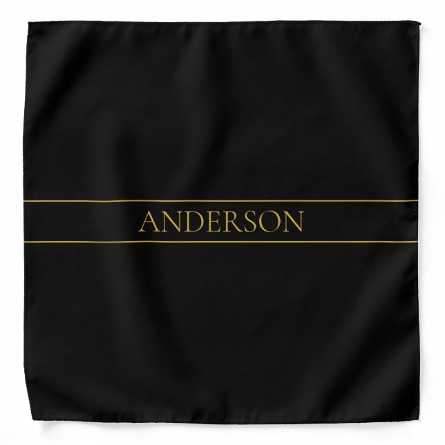 Classy Customizable Gold Text & Lines Bandana (Front)