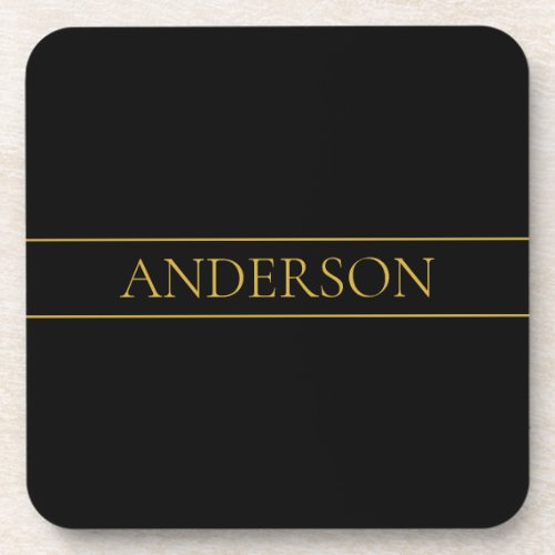 Classy Customizable Gold Text  Lines Beverage Coaster