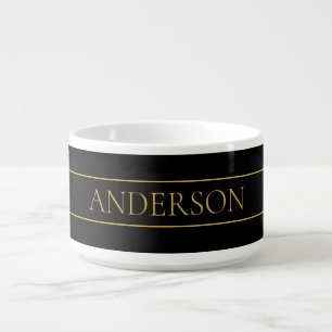 Classy Customizable Gold Text & Lines Bowl