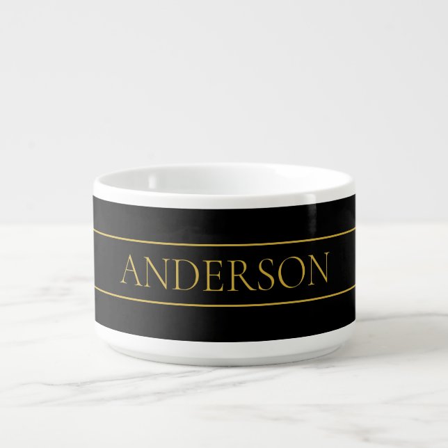 Classy Customizable Gold Text & Lines Bowl (Center)