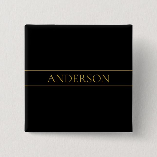 Classy Customizable Gold Text & Lines Button (Front)