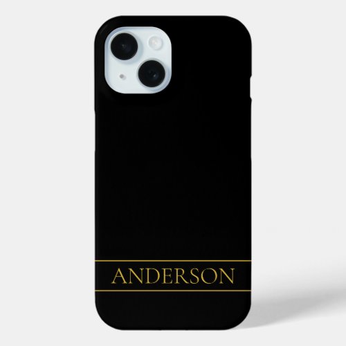 Classy Customizable Gold Text  Lines iPhone 15 Case