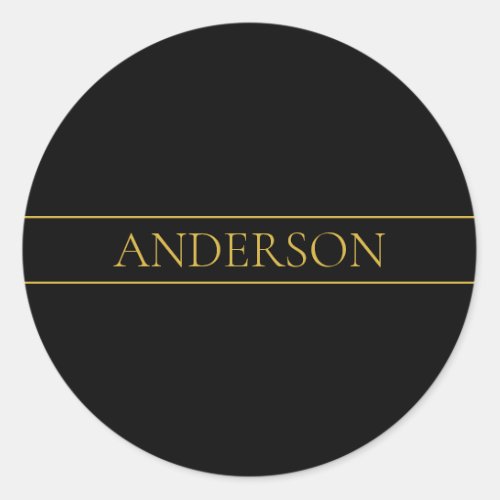 Classy Customizable Gold Text  Lines Classic Round Sticker