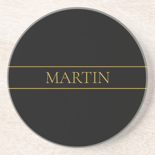 Classy Customizable Gold Text  Lines Coaster